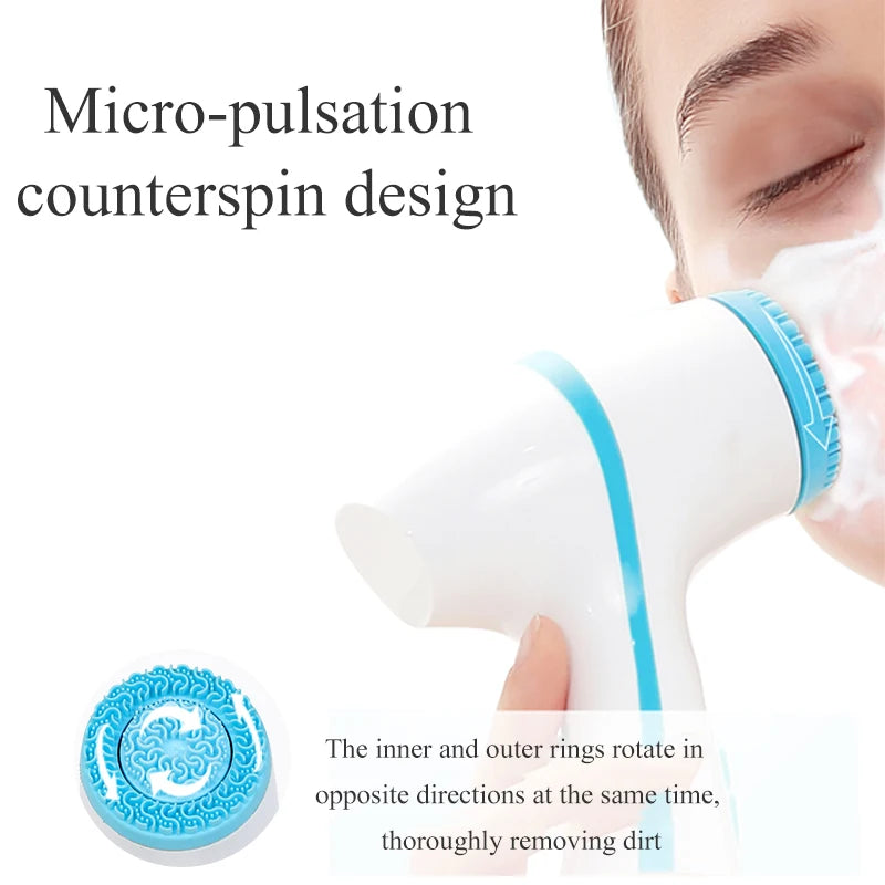 Electric Ultrasonic Cleaner Cleansing Brush 3 In 1 Face Tool Massagers Sonic Rotating Cleansing Brush Galvanic Remove Blackheads