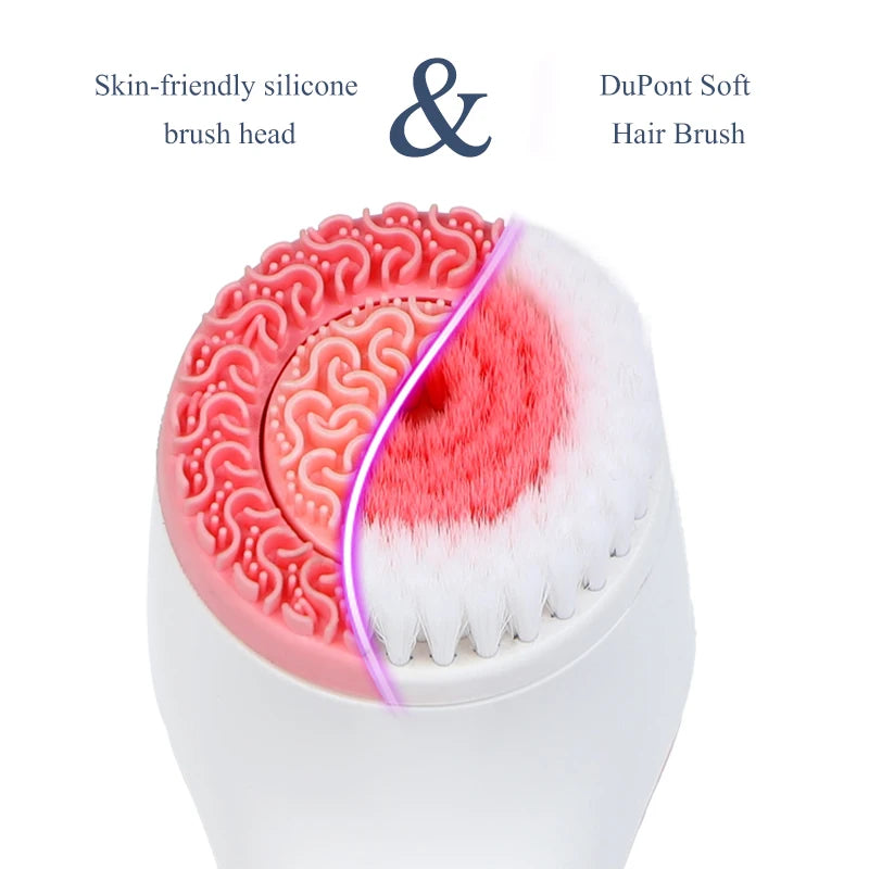 Electric Ultrasonic Cleaner Cleansing Brush 3 In 1 Face Tool Massagers Sonic Rotating Cleansing Brush Galvanic Remove Blackheads