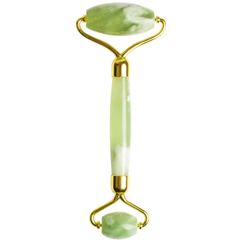 Double Heads Facial Jade Massage Roller Natural Stone Massager Neck Lift Face Massager for Facial Relaxation And Skin Care