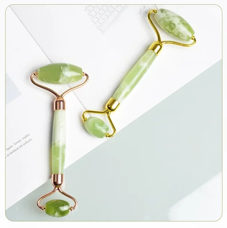 Double Heads Facial Jade Massage Roller Natural Stone Massager Neck Lift Face Massager for Facial Relaxation And Skin Care