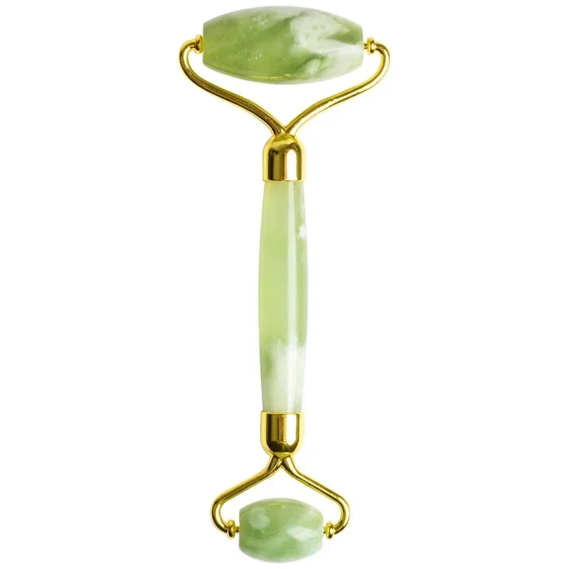Double Heads Facial Jade Massage Roller Natural Stone Massager Neck Lift Face Massager for Facial Relaxation And Skin Care