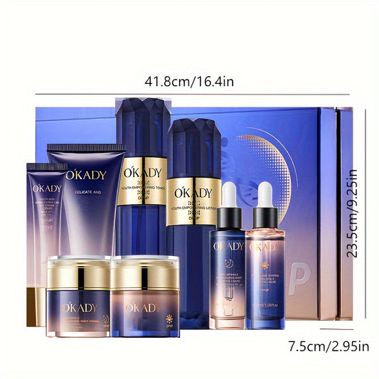 Hydrating Facial Care Set Valentine's Day gift - 8pcs Moisturizing Skincare Collection for All Light Beige Types with Hyaluronic Acid & Glycerin, Hypoallergenic Formula can be used day or night