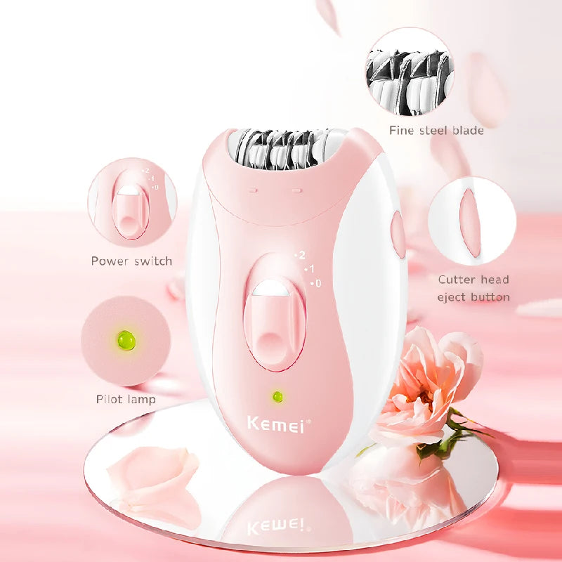 Kemei Rechargeable Women Epilator Electric Facial Body Hair Remover Bikini Trimmer Rotary Female Epilator For Face Leg With